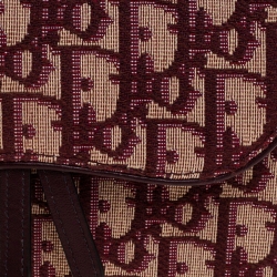 Pre Owned Dior Burgundy/Beige Oblique Canvas and Leather Saddle Belt Bag