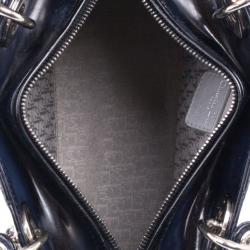 مملوكة مسبقًا Christian Dior Navy Blue Lady Dior Medium Patent Bag