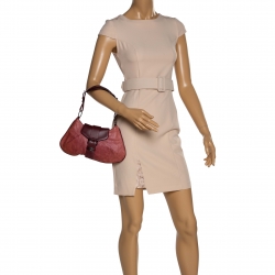 مملوكة مسبقًا Dior Burgundy Python and Leather Vintage Shoulder Bag