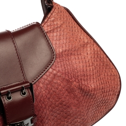 مملوكة مسبقًا Dior Burgundy Python and Leather Vintage Shoulder Bag