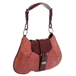 مملوكة مسبقًا Dior Burgundy Python and Leather Vintage Shoulder Bag