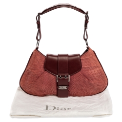 مملوكة مسبقًا Dior Burgundy Python and Leather Vintage Shoulder Bag
