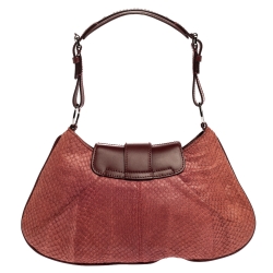 مملوكة مسبقًا Dior Burgundy Python and Leather Vintage Shoulder Bag