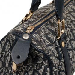 Pre Owned Christian Dior Navy Monogram Small Boston Bag