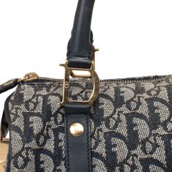 Pre Owned Christian Dior Navy Monogram Small Boston Bag