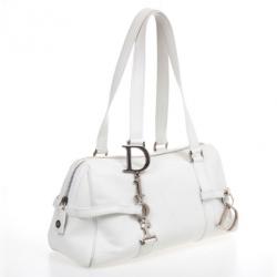 مملوكة مسبقًا Dior White Leather Cannage Small Satchel