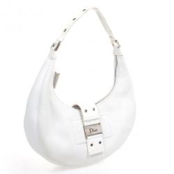 Pre Owned Christian Dior White Street Chic Hobo Handbag