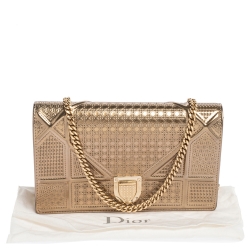 Pre Owned حقيبة كتف ديور ميني ديوراما جلد ميكرو كاناج  ذهبي ميتاليك