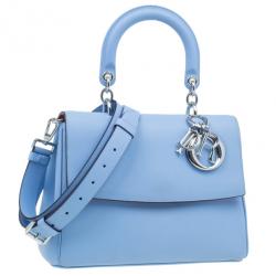 Pre Owned حقيبة ديور بي ديور جلد عجل أزرق صغيرة 