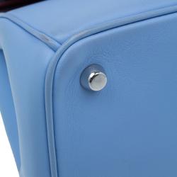 Pre Owned حقيبة ديور بي ديور جلد عجل أزرق صغيرة 