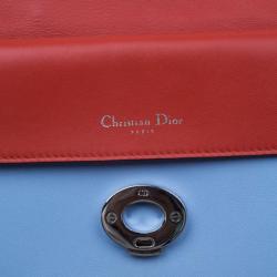 Pre Owned حقيبة ديور بي ديور جلد عجل أزرق صغيرة 