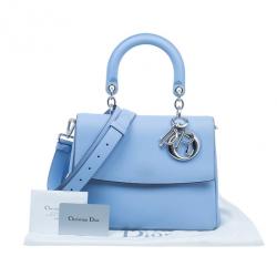 Pre Owned حقيبة ديور بي ديور جلد عجل أزرق صغيرة 