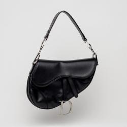 Pre Owned Christian Dior Black Leather Saddle Bag