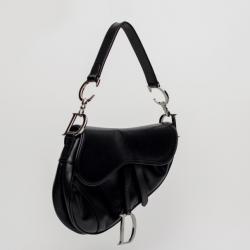 Pre Owned Christian Dior Black Leather Saddle Bag