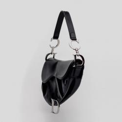 Pre Owned Christian Dior Black Leather Saddle Bag
