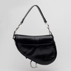 Pre Owned Christian Dior Black Leather Saddle Bag