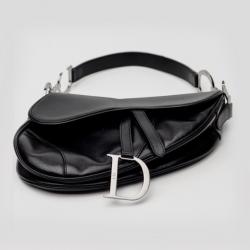 Pre Owned Christian Dior Black Leather Saddle Bag