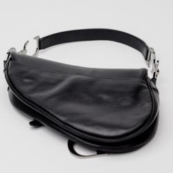 Pre Owned Christian Dior Black Leather Saddle Bag