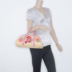 Pre Owned Dior Limited Edition Wicker Frame Bag with Raffia Flowers