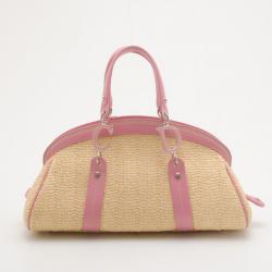 Pre Owned Dior Limited Edition Wicker Frame Bag with Raffia Flowers