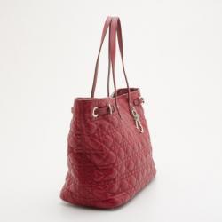Pre Owned Christian Dior Red Coated Canvas 'Panarea' Medium Tote