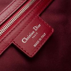 Pre Owned Christian Dior Red Coated Canvas 'Panarea' Medium Tote