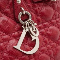 Pre Owned Christian Dior Red Coated Canvas 'Panarea' Medium Tote