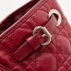 Pre Owned Christian Dior Red Coated Canvas 'Panarea' Medium Tote
