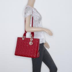 Christian Dior Red Patent Medium Lady Dior Bag