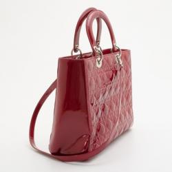 مملوكة مسبقًا Christian Dior Red Patent Medium Lady Dior Bag