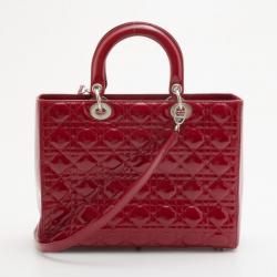 مملوكة مسبقًا Christian Dior Red Patent Medium Lady Dior Bag