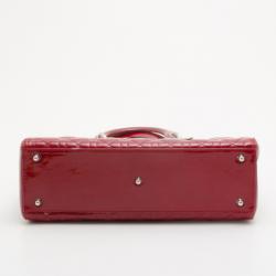مملوكة مسبقًا Christian Dior Red Patent Medium Lady Dior Bag