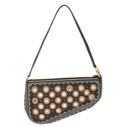 Pre Owned Dior Multicolor Fabric 1947 Montaigne Chris License Plate Saddle Bag