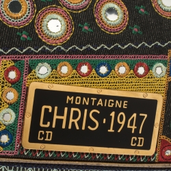 Pre Owned Dior Multicolor Fabric 1947 Montaigne Chris License Plate Saddle Bag