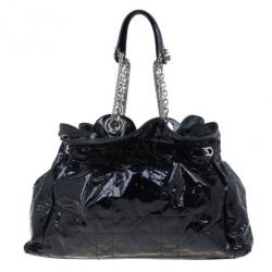 Pre Owned Dior Black Patent Medium Le Trente Hobo