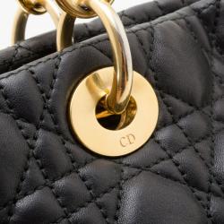 مملوكة مسبقًا Dior Black Lambskin Soft Shopper Tote
