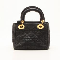 Pre Owned Dior Black Leather Mini Lady Dior Bag