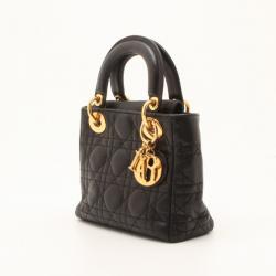 Pre Owned Dior Black Leather Mini Lady Dior Bag