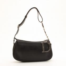 Pre Owned Dior Black Leather Pochette Shoulder Bag