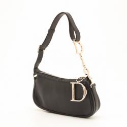 Pre Owned Dior Black Leather Pochette Shoulder Bag