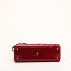 Pre Owned Dior Red Patent Large Lady Dior Bag