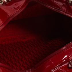 Pre Owned Dior Red Patent Large Lady Dior Bag