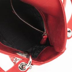 Pre Owned Christian Dior Red Satin Mini Lady Dior Small Bag
