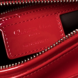 مملوكة مسبقًا Dior Red Patent Leather Medium Lady Dior Tote