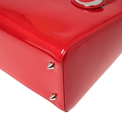 مملوكة مسبقًا Dior Red Patent Leather Medium Lady Dior Tote