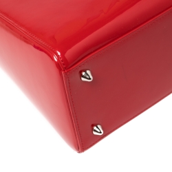 مملوكة مسبقًا Dior Red Patent Leather Medium Lady Dior Tote