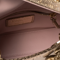 Pre Owned Dior Metallic Gold Python Mini Lady Dior Tote