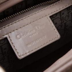 Pre Owned Christian Dior Grey Patent Leather Large 'Lady Dior' Bag
