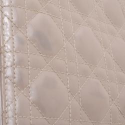 Pre Owned Christian Dior Grey Patent Leather Large 'Lady Dior' Bag