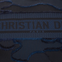 Pre Owned Dior Blue/Black Camouflage Canvas DiorDouble Zip Pouch